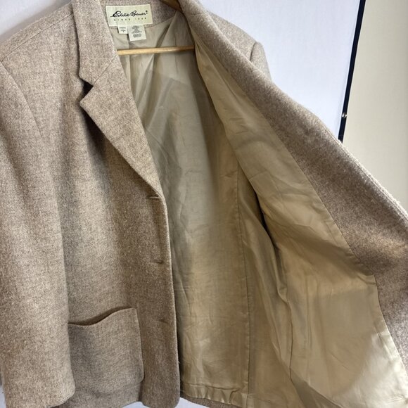 Vintage Eddie Bauer Women’s Wool Blazer Jacket Beige 100% Wool USA‎ Size L - Picture 5 of 6